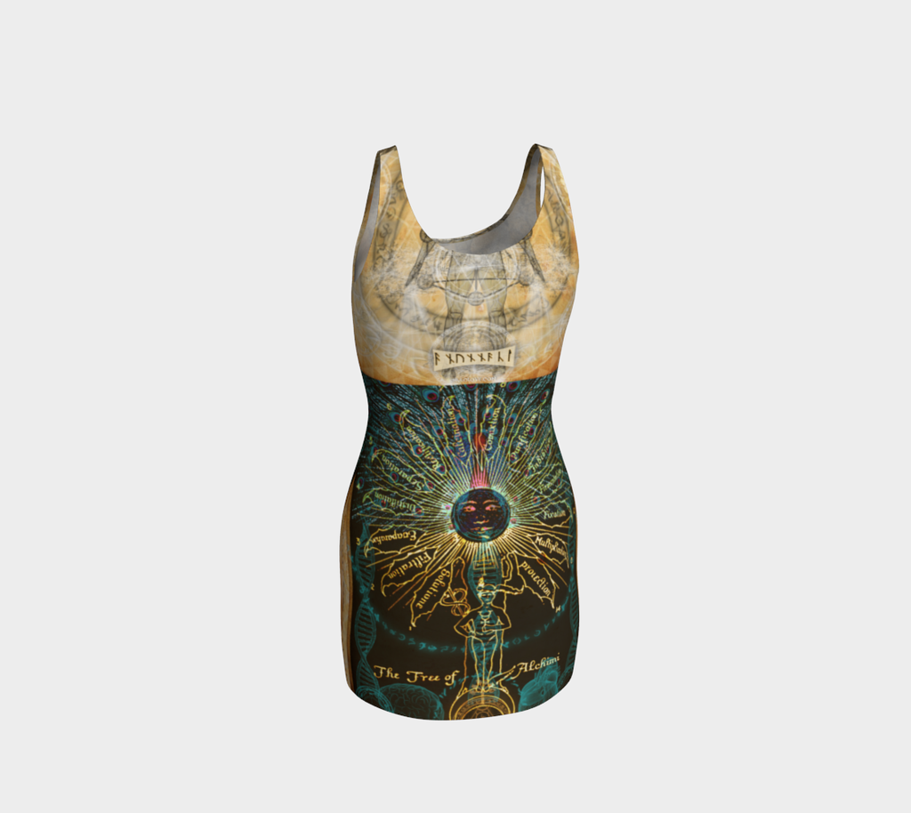 Anunnaki Alchemy - Ancient Symbolism Bodycon Fitted Dress