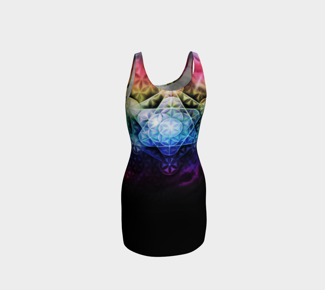 Airbrushed Rainbow Spectrum Flower of Life Bodycon Dress