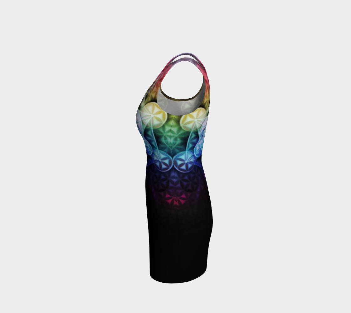 Airbrushed Rainbow Spectrum Flower of Life Bodycon Dress