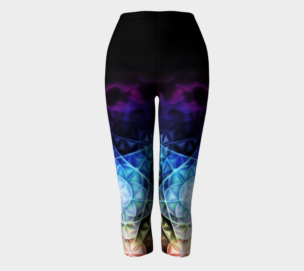 Airbrushed Rainbow Spectrum Flower of Life Capris