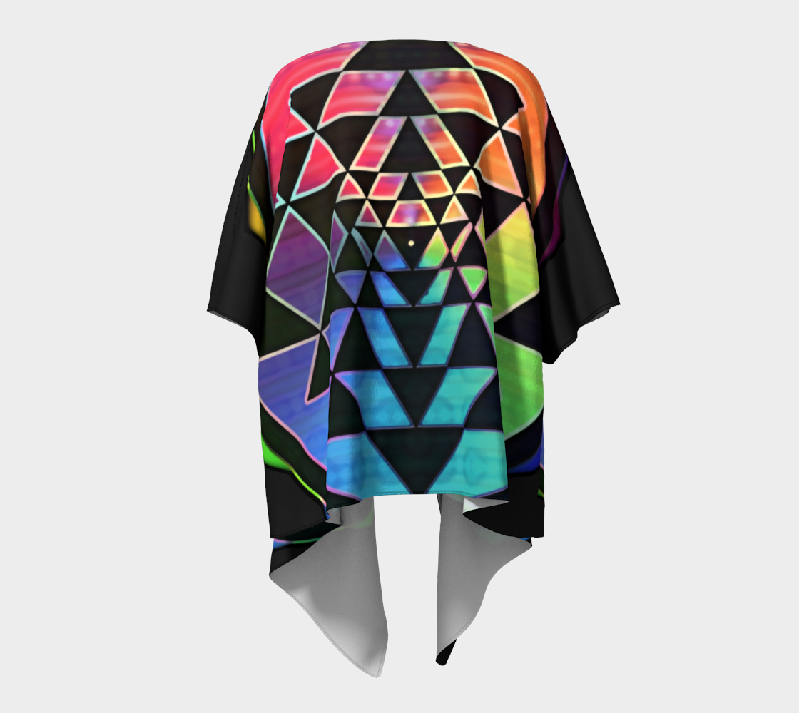 Rainbow Sri Yantra For Propsperity Draped Kimono