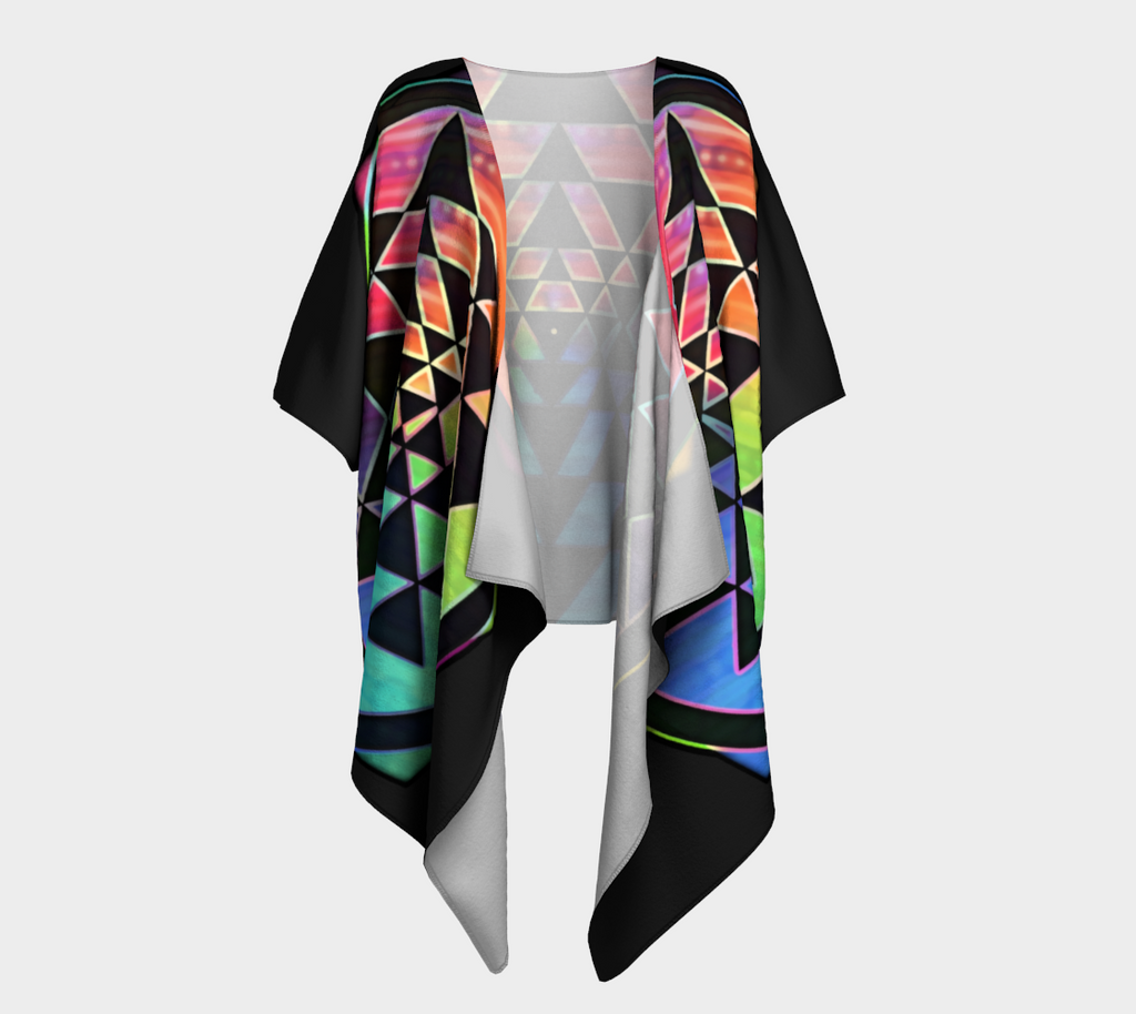 Rainbow Sri Yantra For Propsperity Draped Kimono
