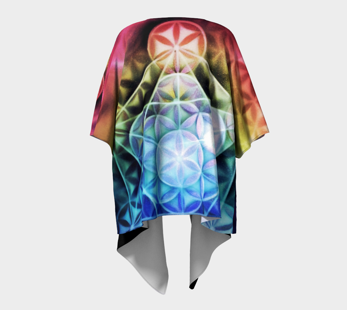 Airbrushed Rainbow Specrum Flower of Life Draped Kimono