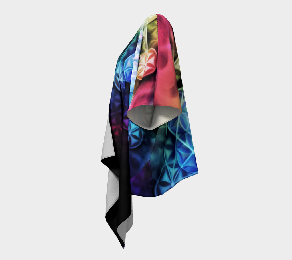 Airbrushed Rainbow Specrum Flower of Life Draped Kimono