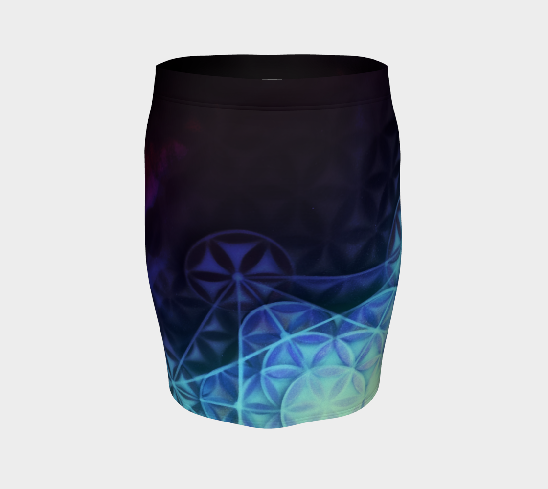 Airbrushed Rainbow Spectrum Flower of Life Glitter Fitted Skirt