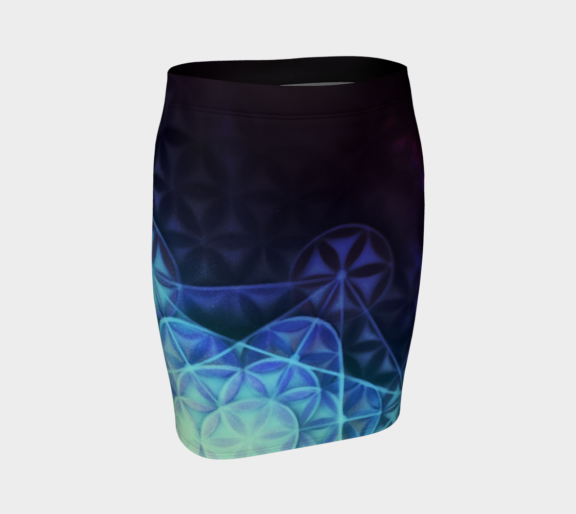 Airbrushed Rainbow Spectrum Flower of Life Glitter Fitted Skirt
