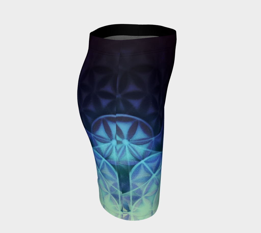 Airbrushed Rainbow Spectrum Flower of Life Glitter Fitted Skirt