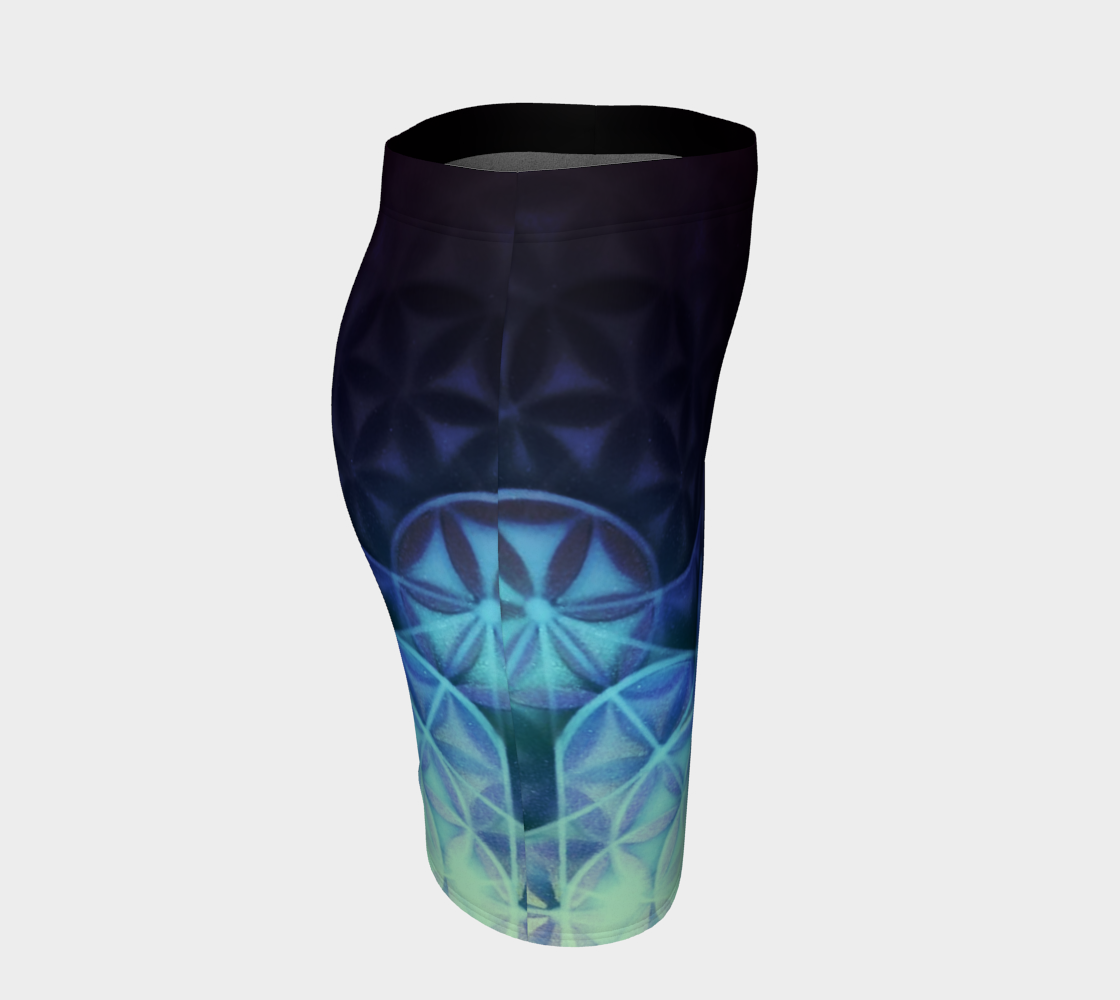 Airbrushed Rainbow Spectrum Flower of Life Glitter Fitted Skirt