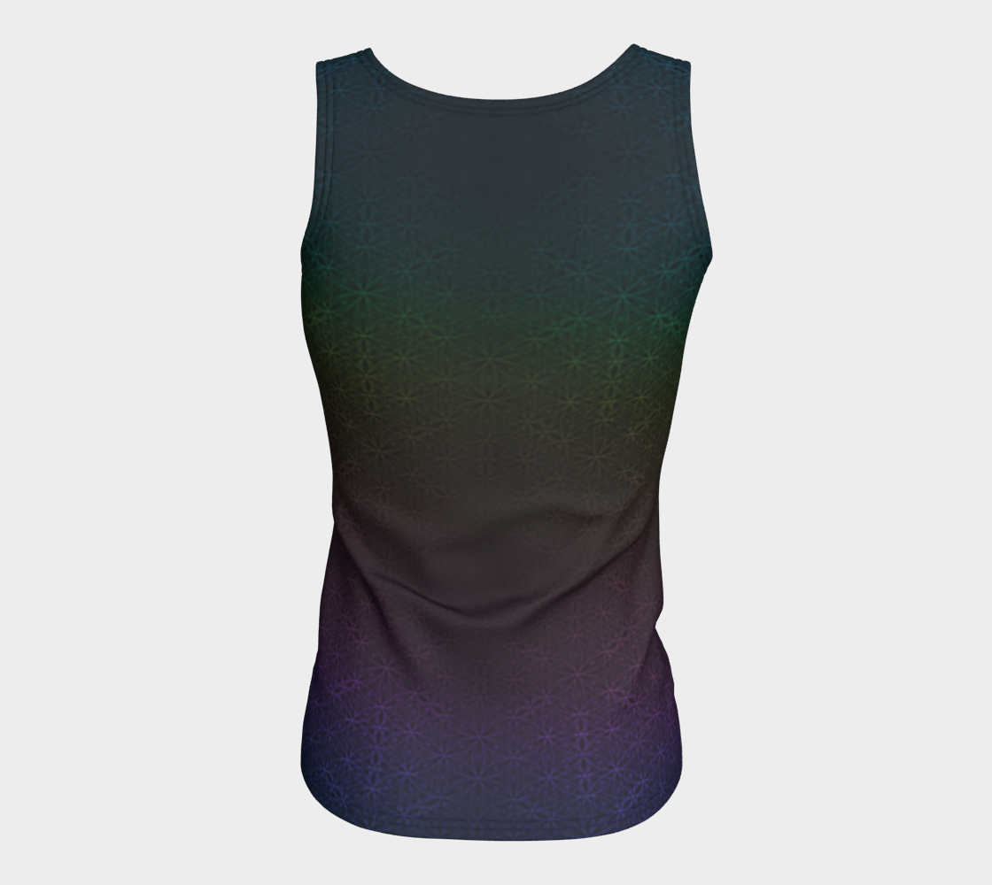 Dark Rainbow Flower of Life Pattern Fitted Tank Long