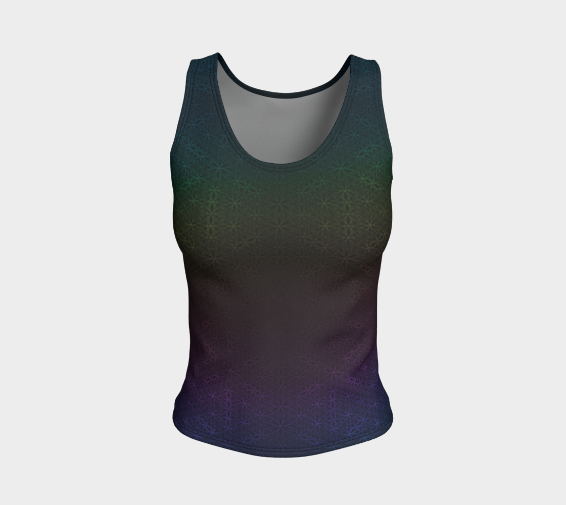 Dark Rainbow Flower of Life Pattern Fitted Tank Regular