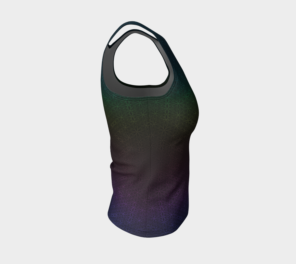Dark Rainbow Flower of Life Pattern Fitted Tank Regular