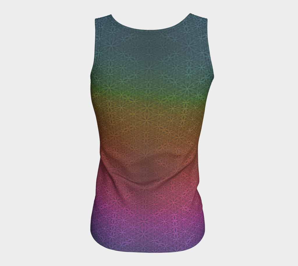 Rainbow Flower of Life Pattern Fitted Tank Long