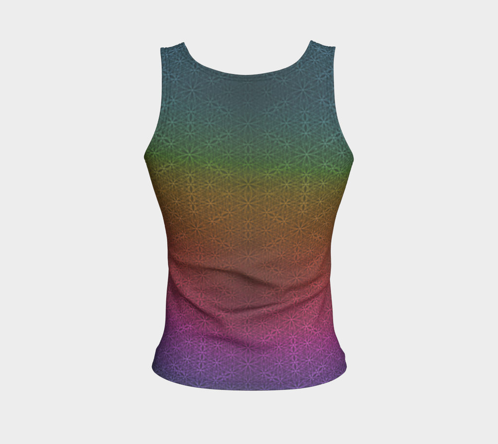 Rainbow Flower of Life Pattern Fitted Tank Regular