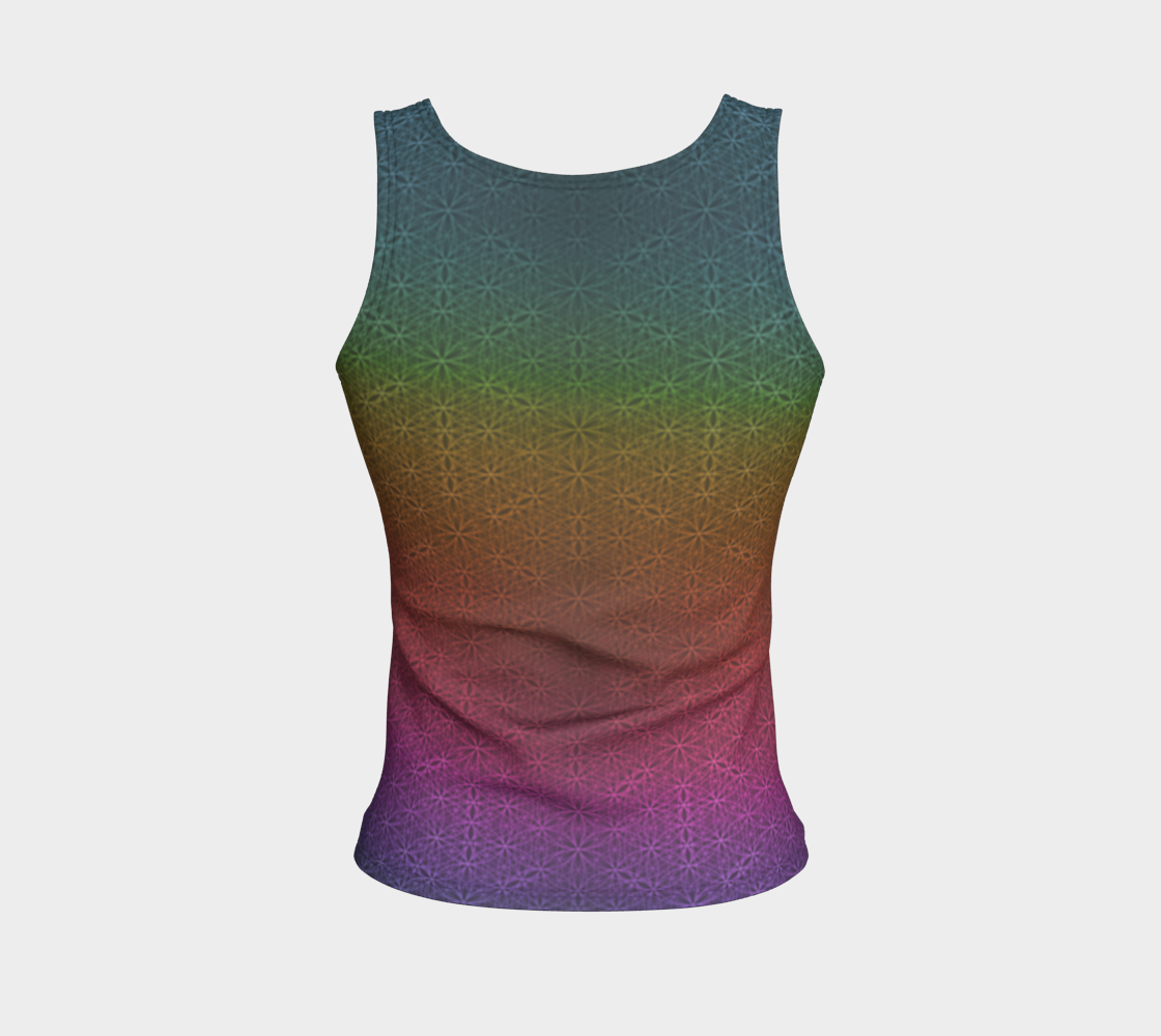 Rainbow Flower of Life Pattern Fitted Tank Regular