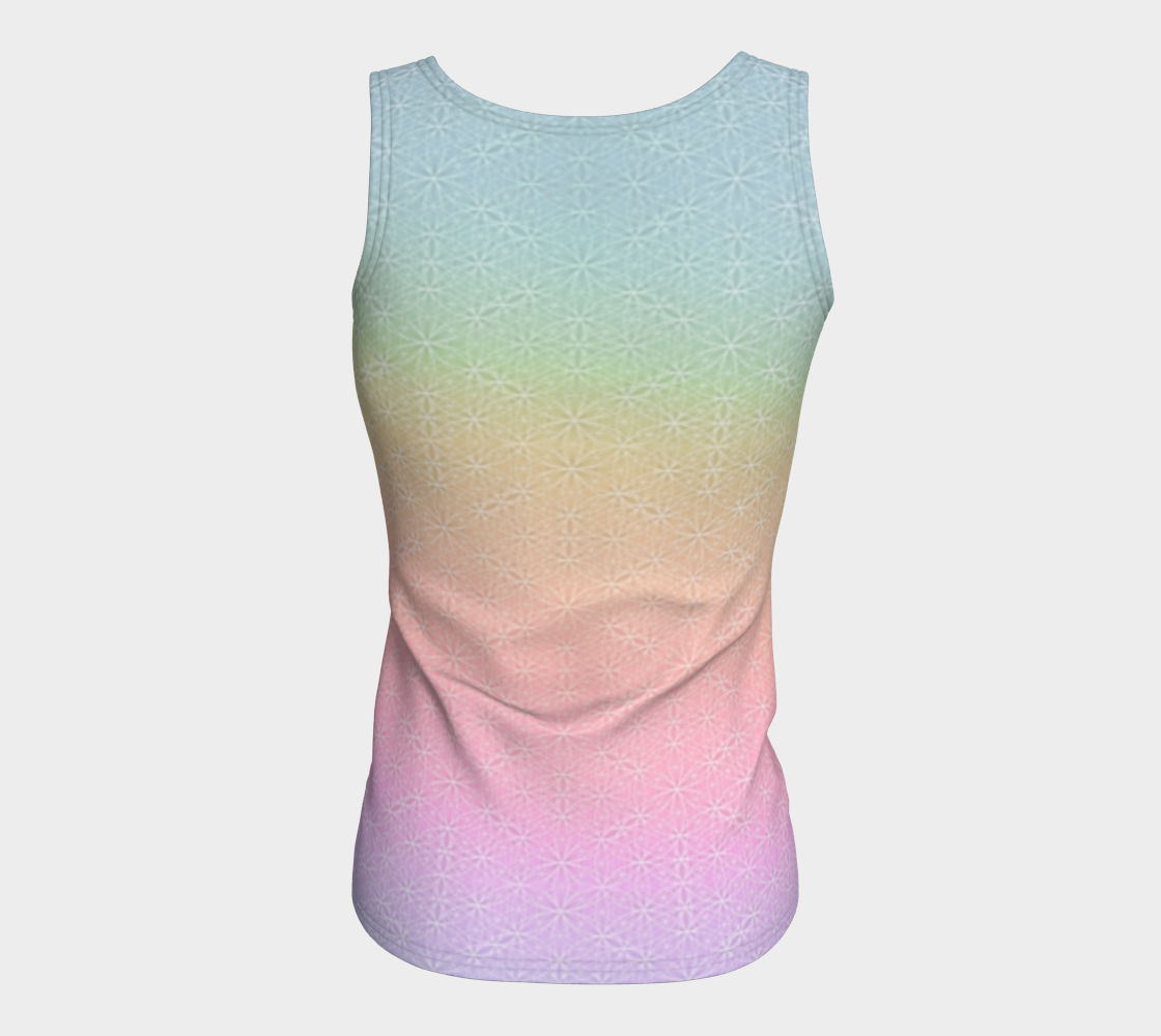 Light Rainbow Flower of Life Pattern Fitted Tank Long
