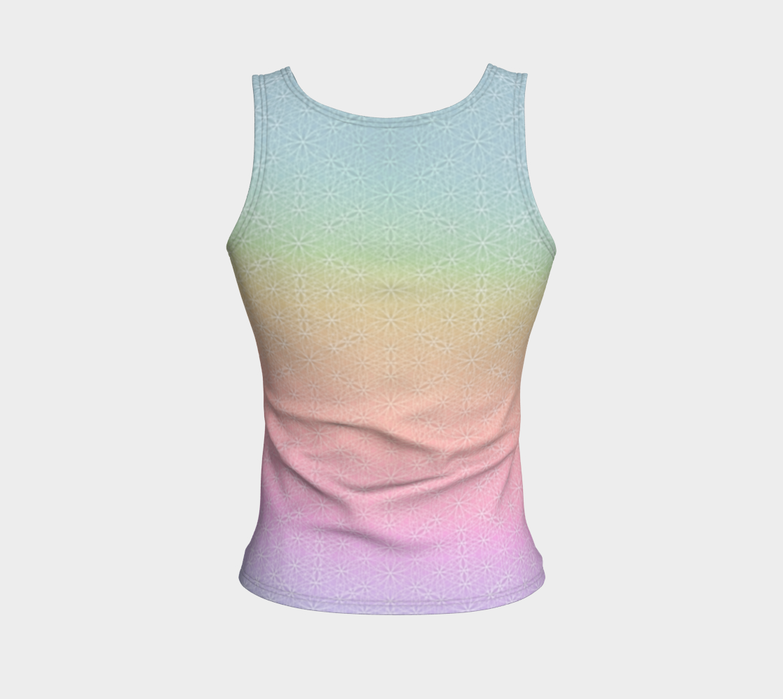 Light Rainbow Flower of Life Pattern Fitted Tank Regular