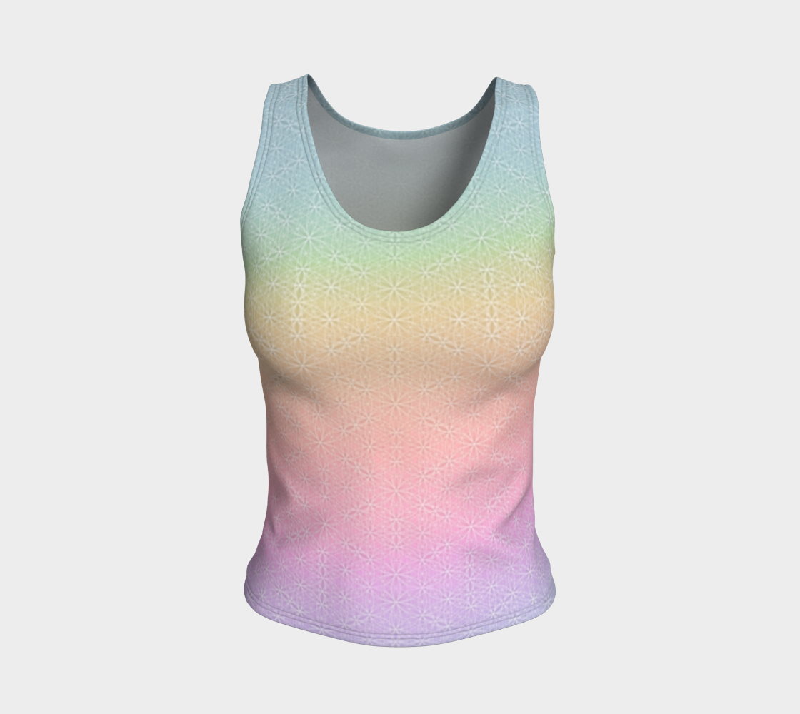 Light Rainbow Flower of Life Pattern Fitted Tank Regular