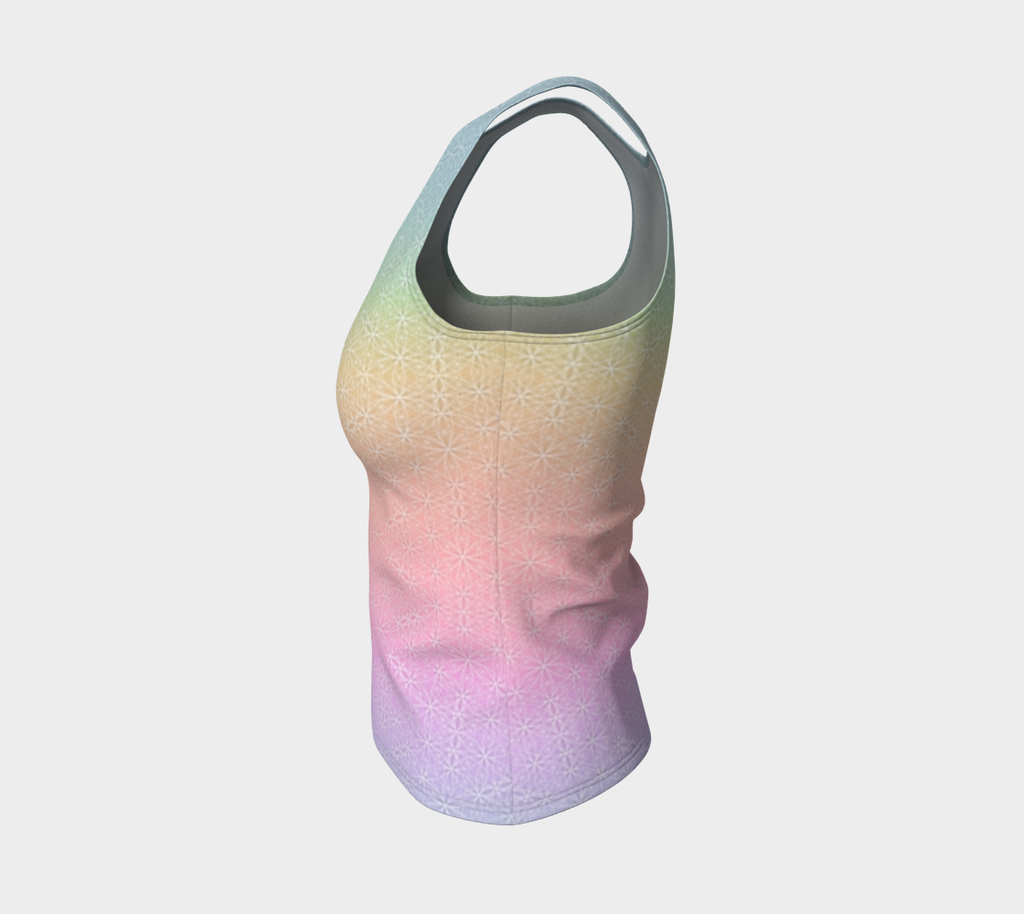Light Rainbow Flower of Life Pattern Fitted Tank Regular