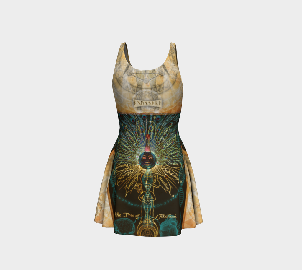 Anunnaki Alchemy - Ancient Symbolism Flared Dress
