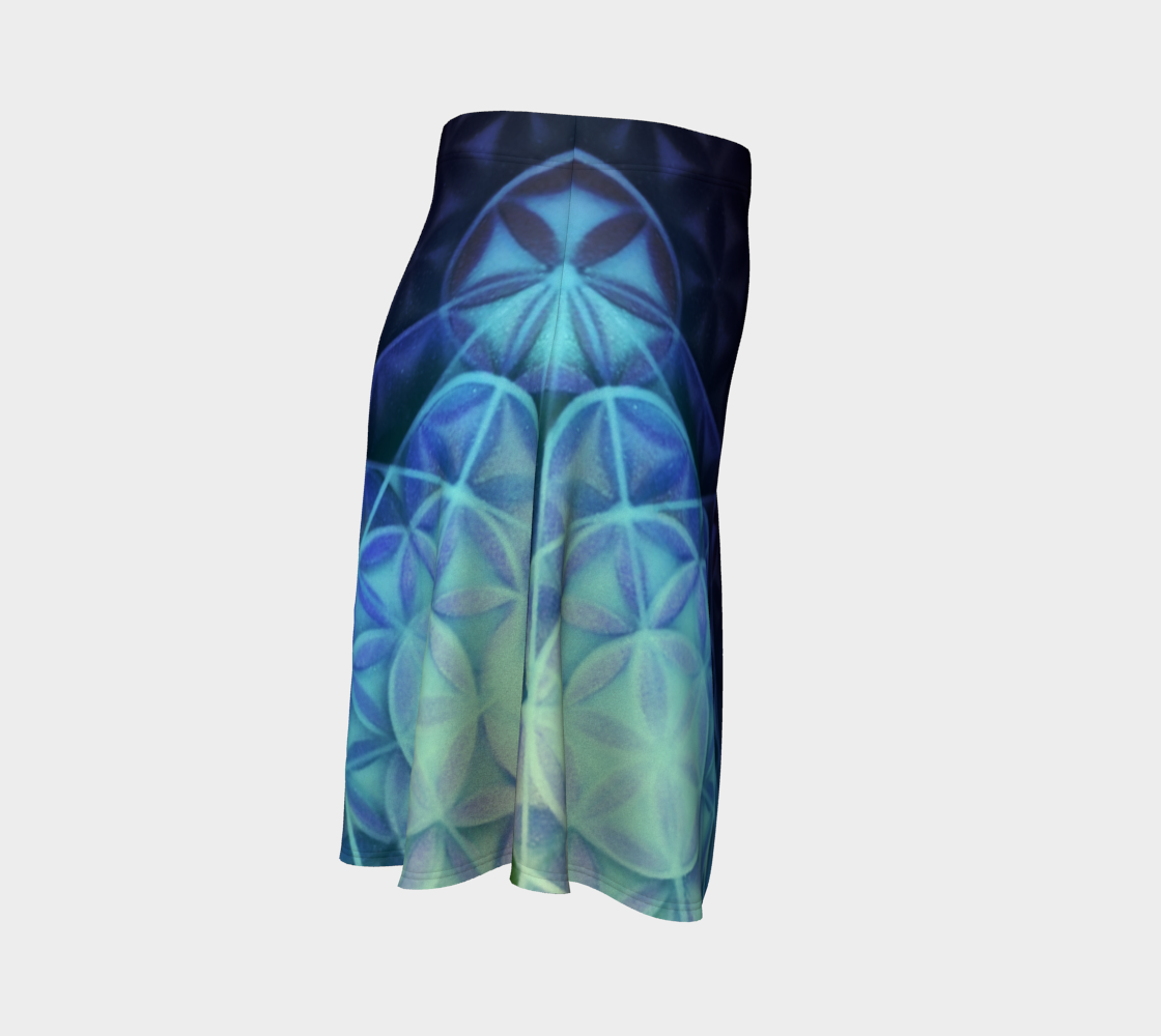 Airbrushed Rainbow Spectrum Flower of Life Glitter Flared Skirt