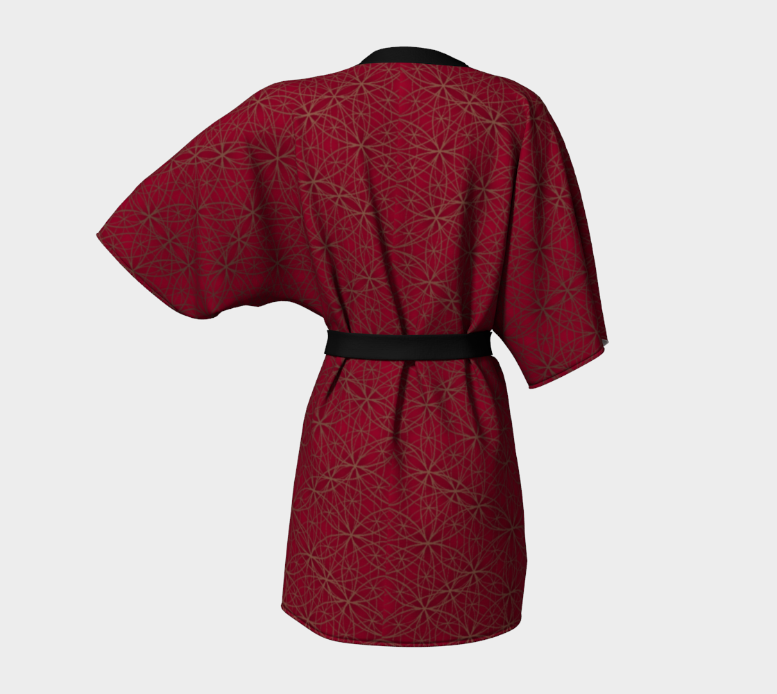Flower of Life Pattern Red & Gold Kimono