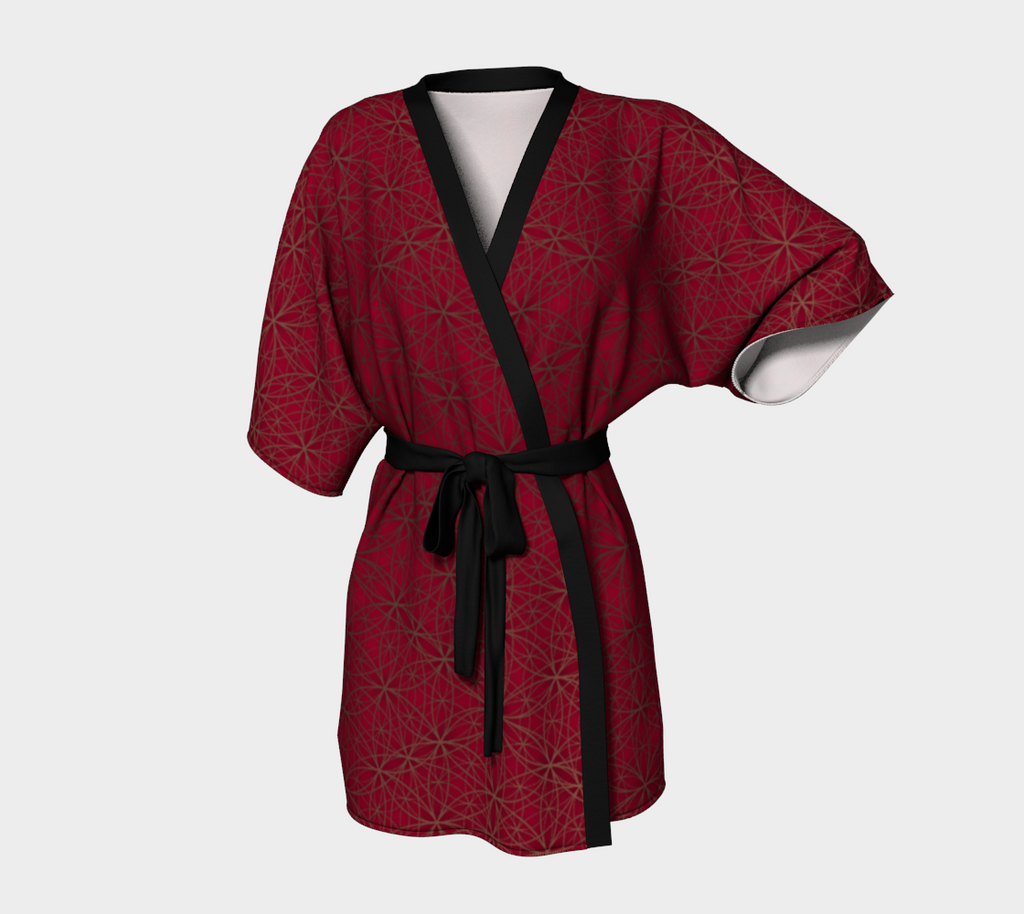 Flower of Life Pattern Red & Gold Kimono