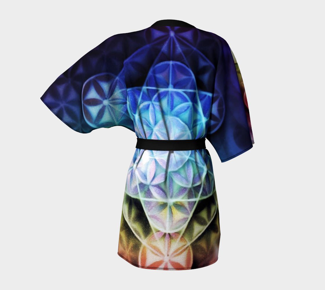 Airbrushed Rainbow Spectrum Flower of Life Kimono