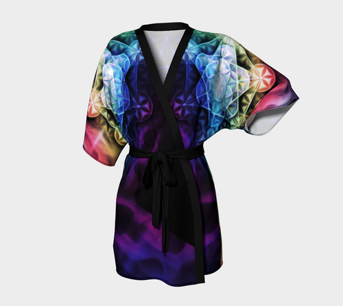 Airbrushed Rainbow Spectrum Flower of Life Kimono