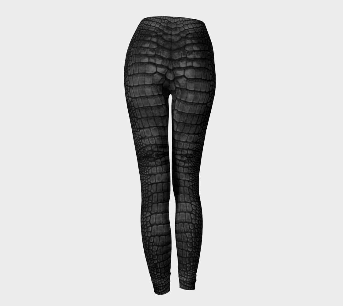 Dark Grey Charcoal Dragon Crocodile Reptile Scales Leggings