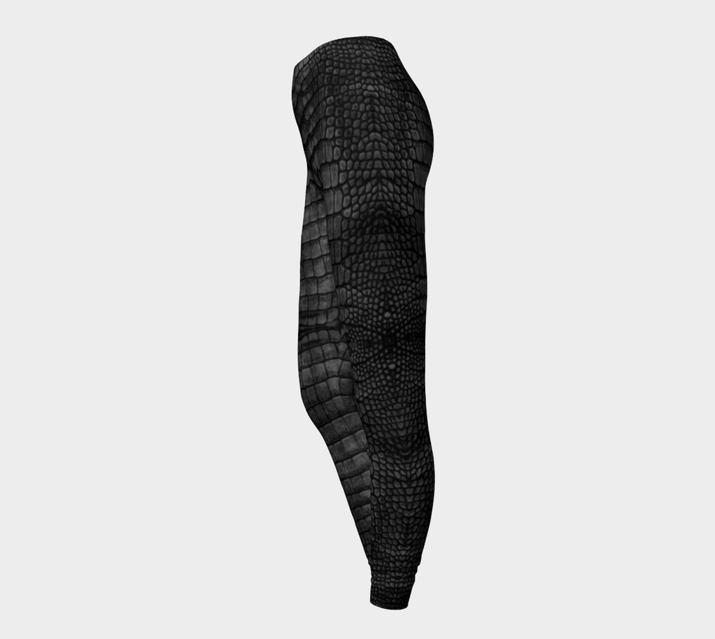 Dark Grey Charcoal Dragon Crocodile Reptile Scales Leggings