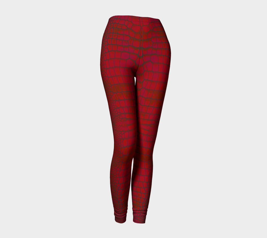 Red Dragon Crocodile Lizard Scales Leggings