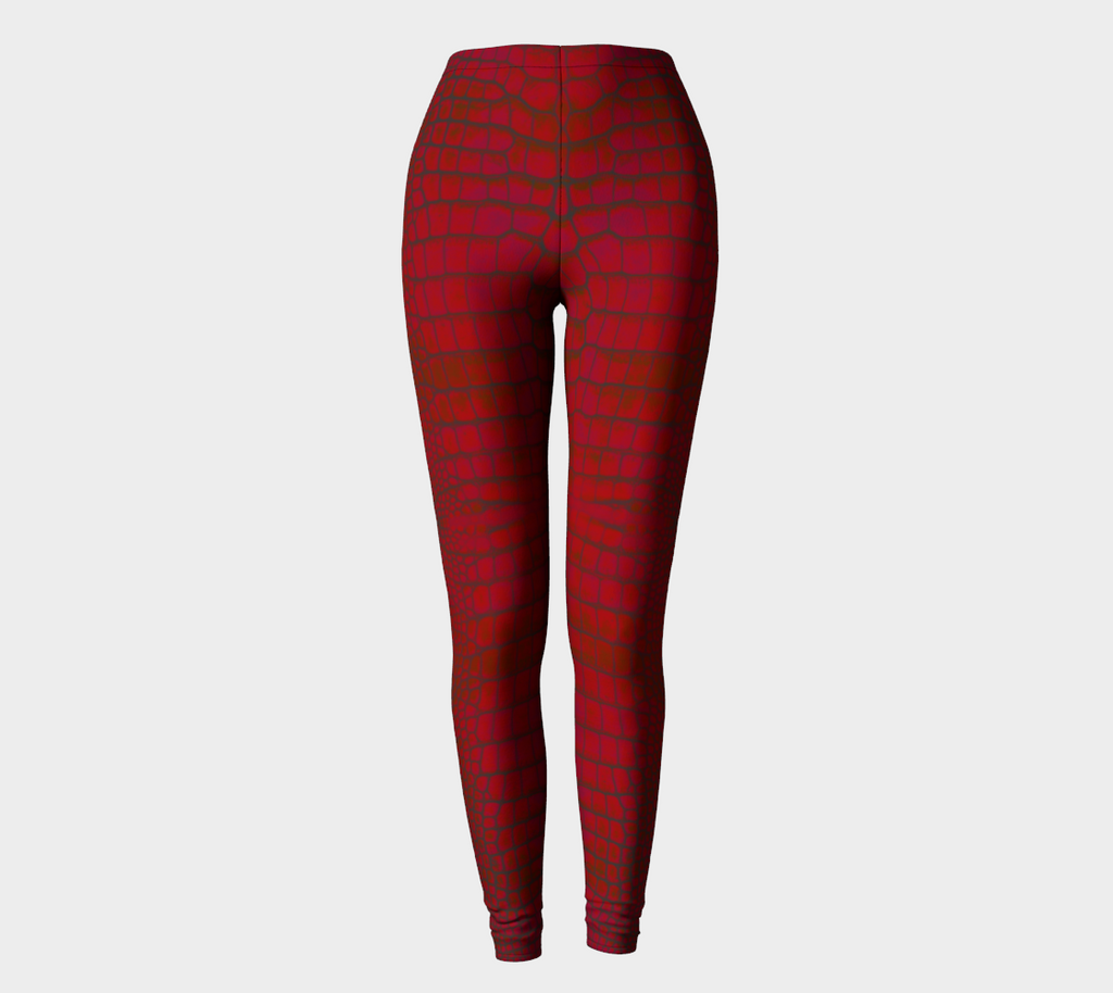 Red Dragon Crocodile Lizard Scales Leggings