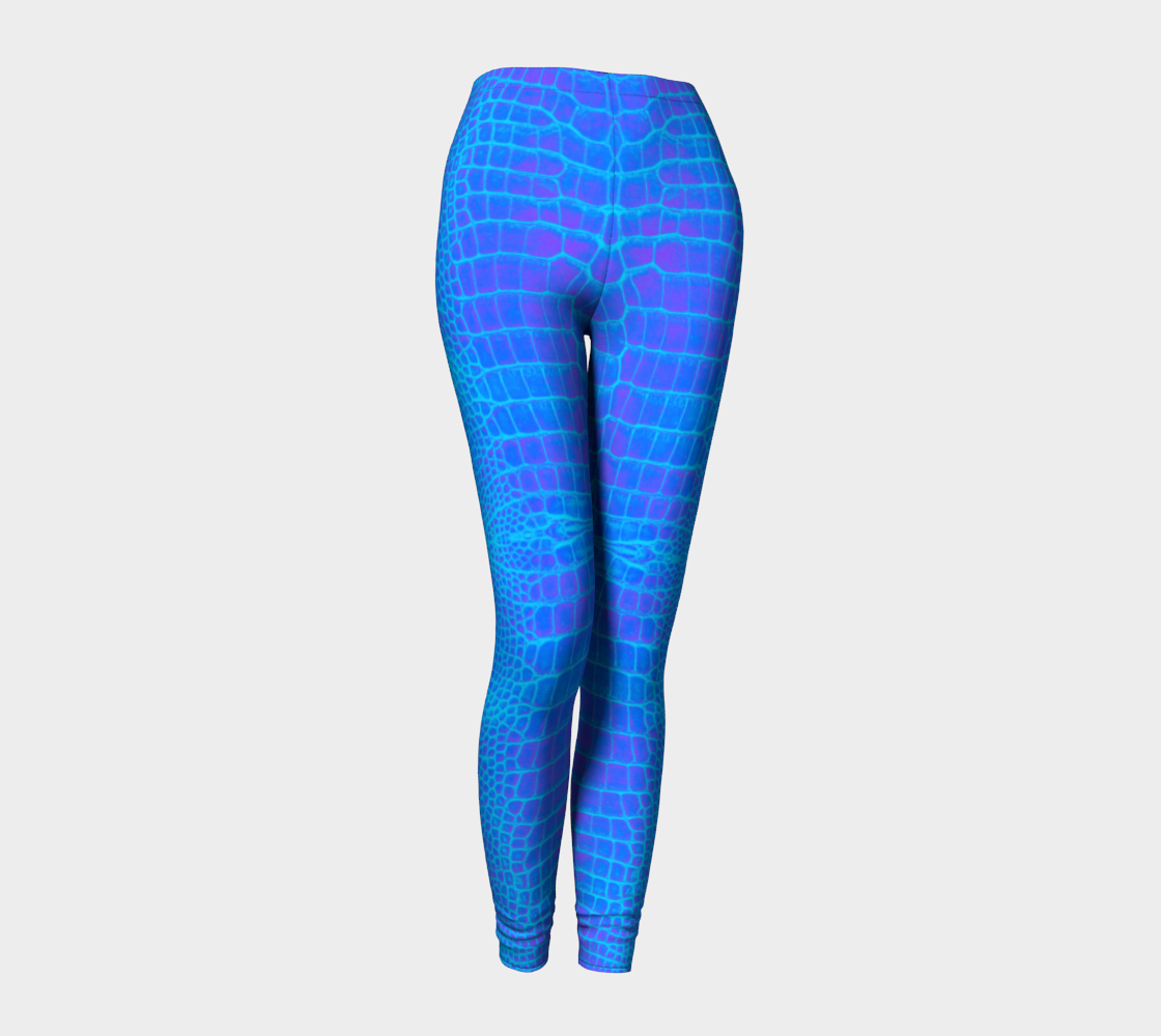 Electric Blue Dragon Crocodile Lizard Scales Leggings
