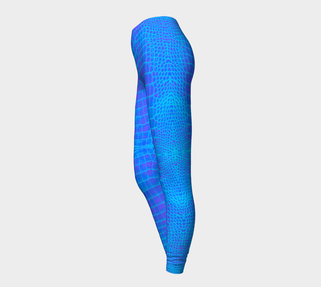Electric Blue Dragon Crocodile Lizard Scales Leggings
