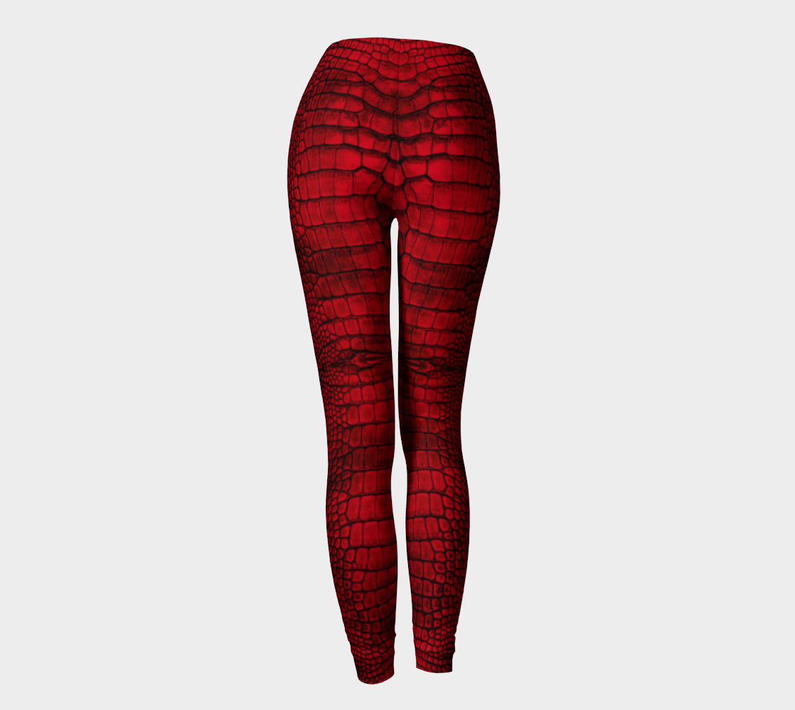 Blood Dragon Red Crocodile Lizard Scales Leggings
