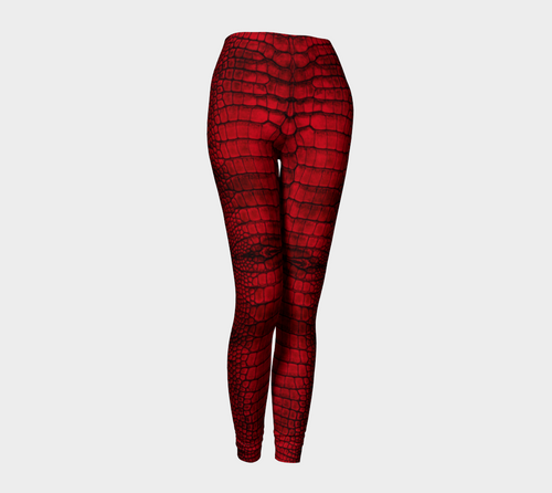 Blood Dragon Red Crocodile Lizard Scales Leggings