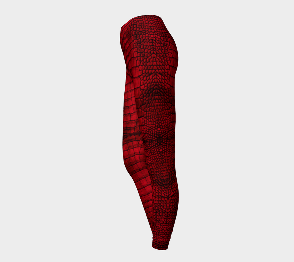 Blood Dragon Red Crocodile Lizard Scales Leggings