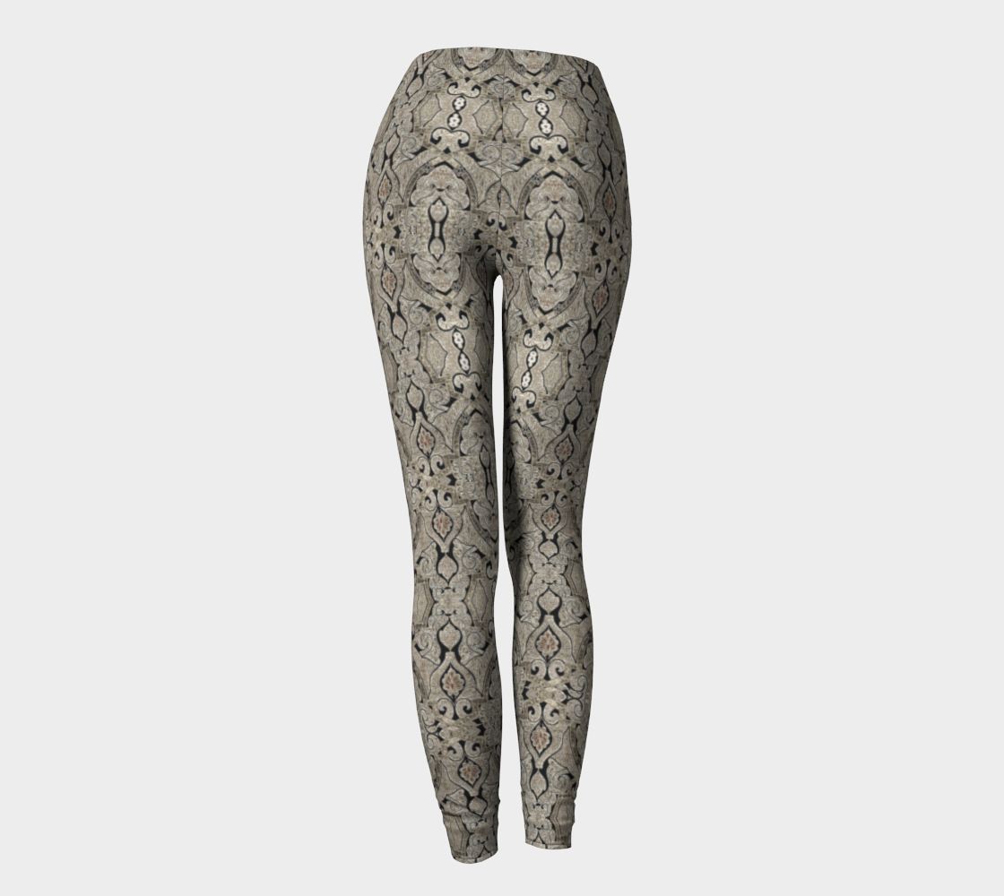 Intricate Vintage Hand Drawn Pattern Tan Leggings