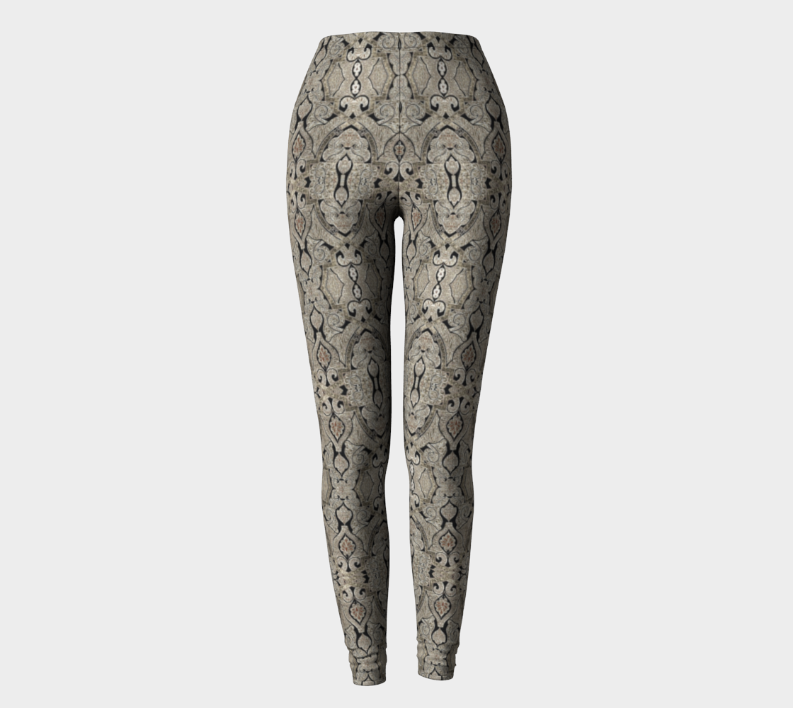 Intricate Vintage Hand Drawn Pattern Tan Leggings