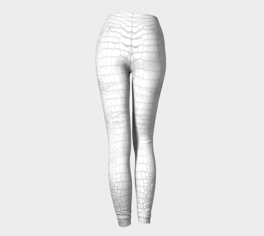 White Dragon Aligator Crocodile Scales Reptile Skin Pattern Leggings
