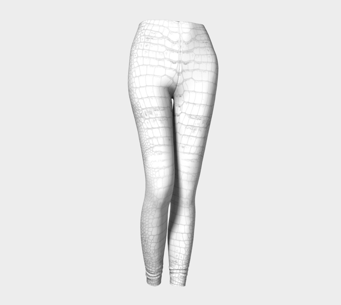White Dragon Aligator Crocodile Scales Reptile Skin Pattern Leggings