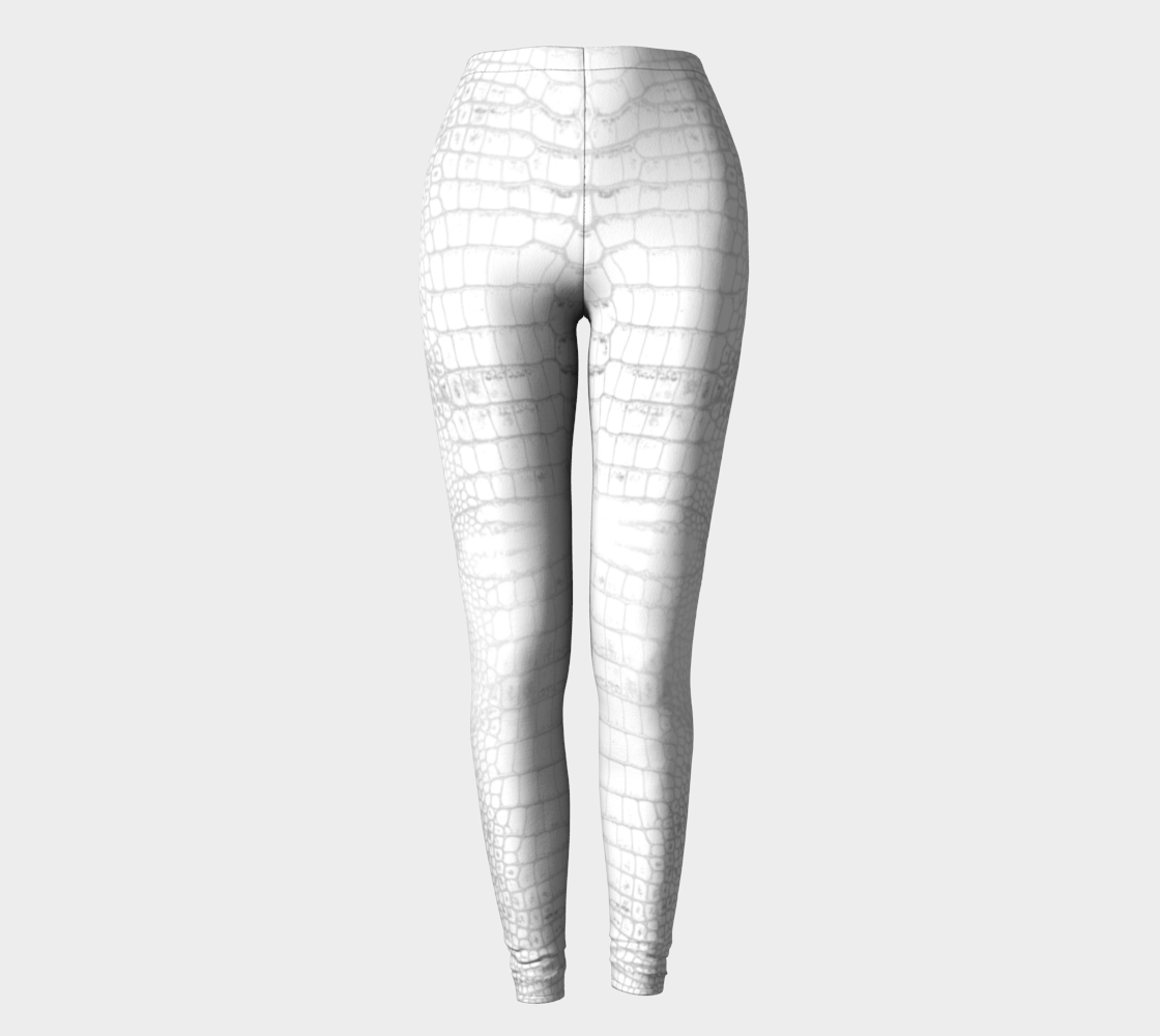 White Dragon Aligator Crocodile Scales Reptile Skin Pattern Leggings