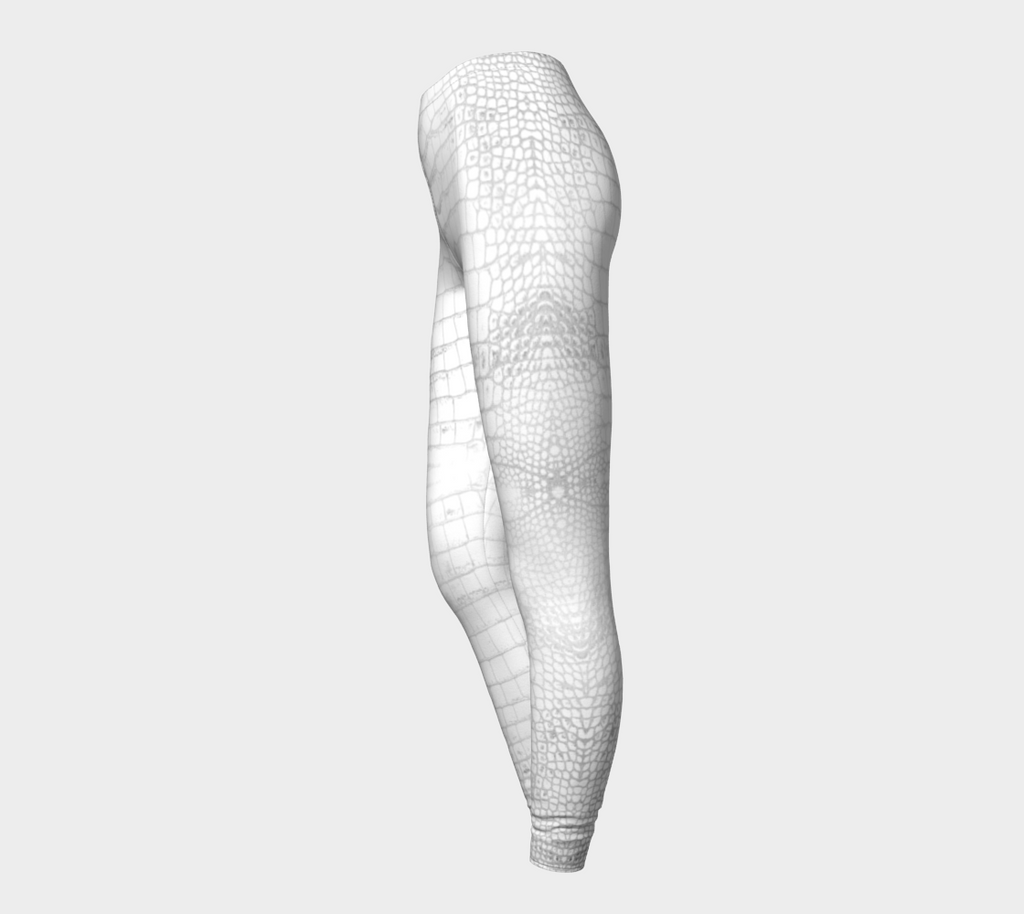 White Dragon Aligator Crocodile Scales Reptile Skin Pattern Leggings