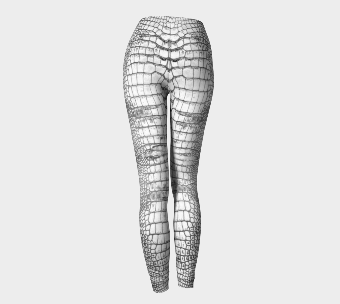 Grungy White Dragon Aligator Crocodile Scales Reptile Skin Pattern Leggings