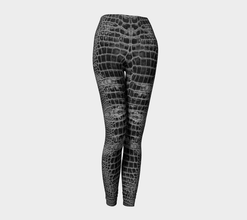 Black Dragon Inverted Crocodile Scales Reptile Skin Pattern Leggings