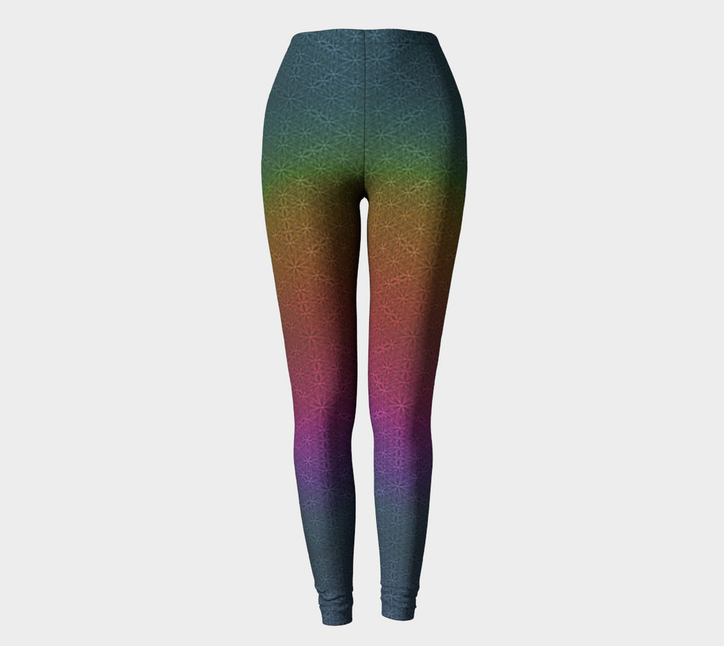 Rainbow Flower of Life Pattern (med) Leggings