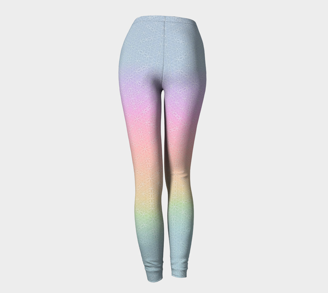 Light Rainbow Flower of Life Pattern Leggings