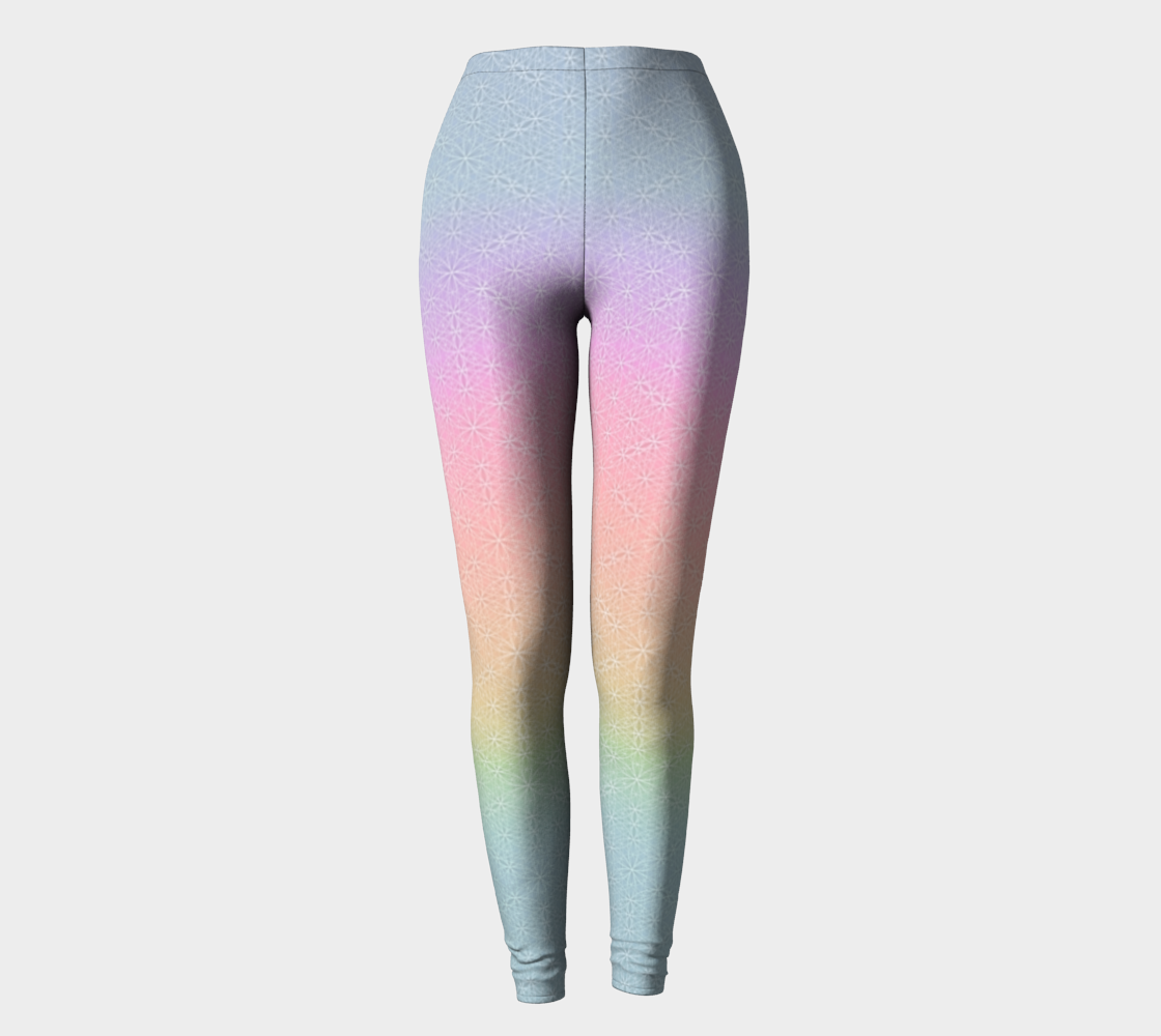 Light Rainbow Flower of Life Pattern Leggings
