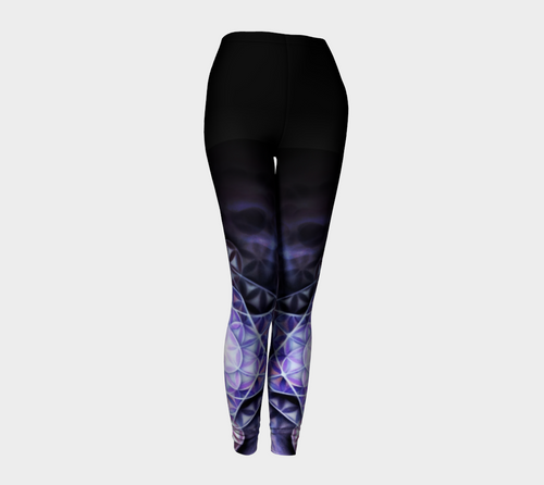Airbrushed Purple Flower of Life Metatrons Cube Print Leggings