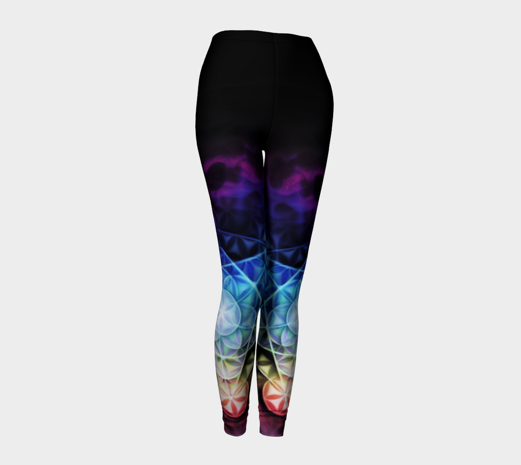 Airbrushed Rainbow Flower of Life Spectrum Leggings